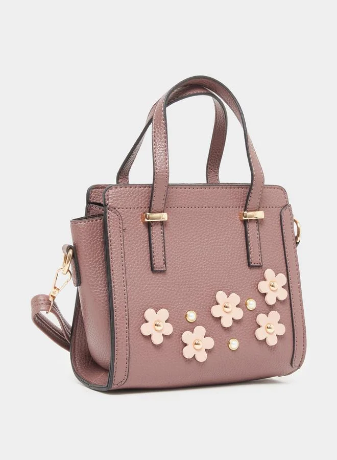 Styli Women Brown Flower Detail Handbag
